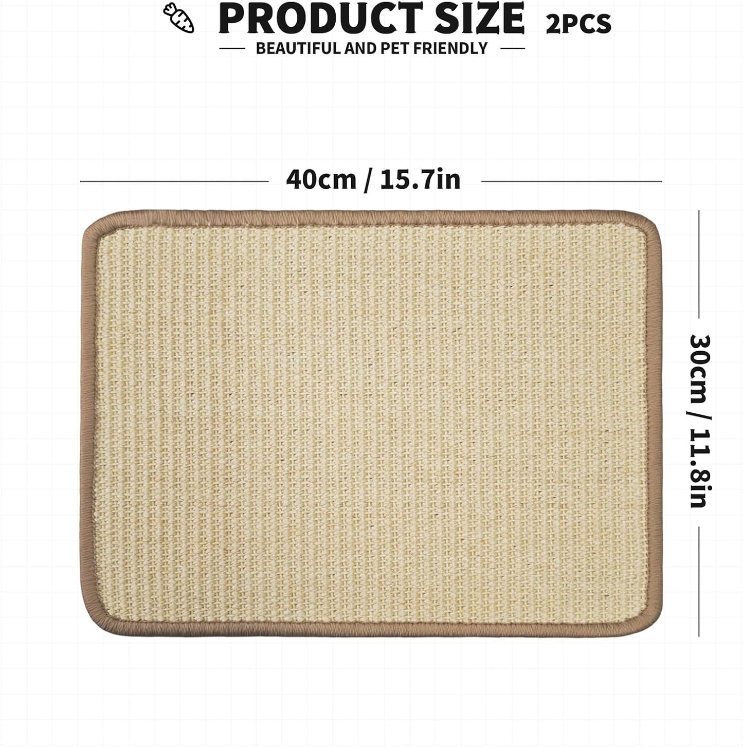 2Pcs Rabbit Scratch Mat,16 x 12 Inch Sisal Rabbit Scratching Pad,Rabbits Scratching Mats for Cages,Claws and V1258-DP02-B-3250