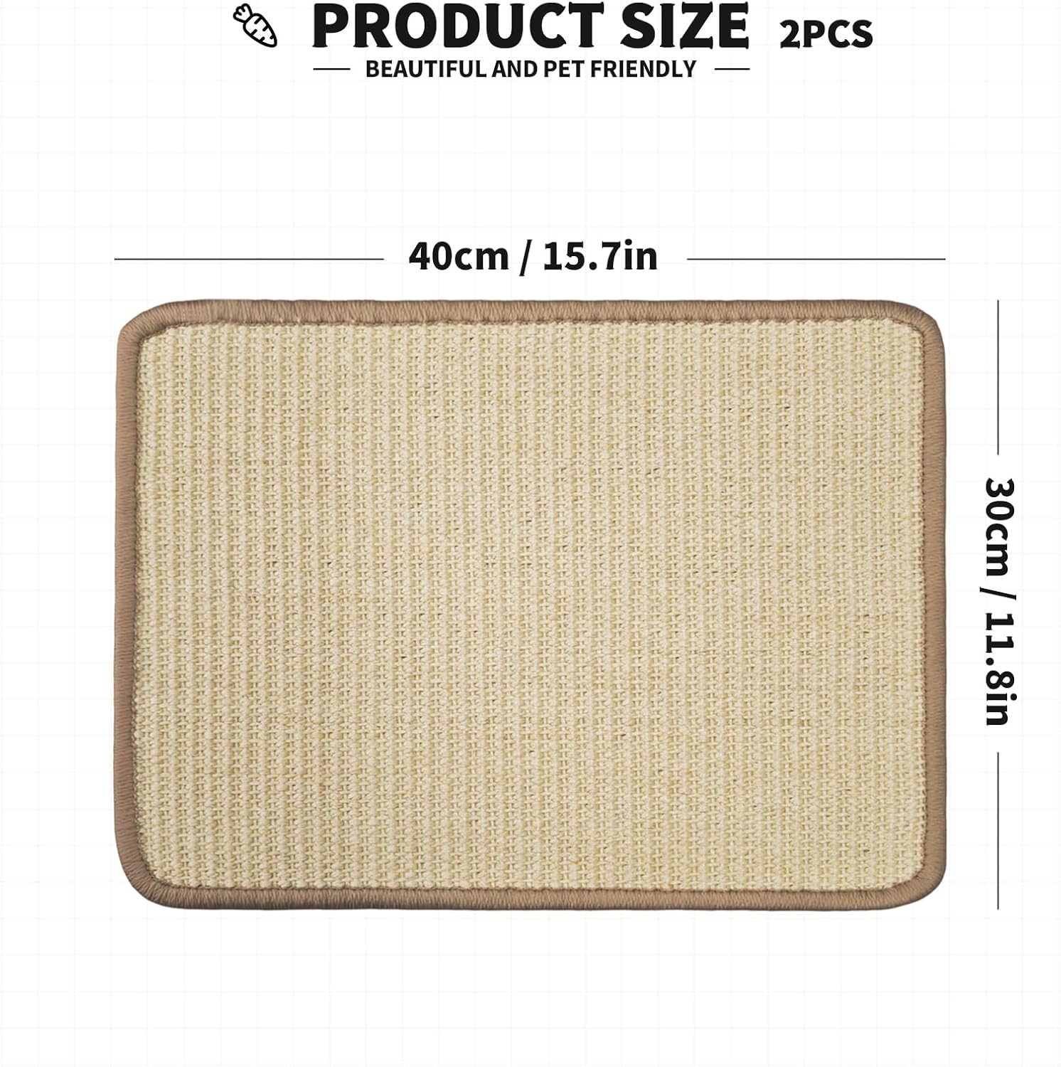 2Pcs Rabbit Scratch Mat,16 x 12 Inch Sisal Rabbit Scratching Pad,Rabbits Scratching Mats for Cages,Claws and V1258-DP02-B-3250