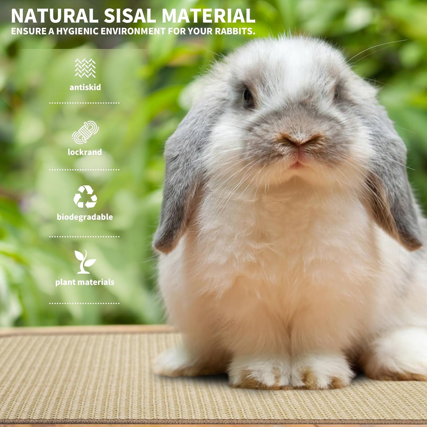 2Pcs Rabbit Scratch Mat,16 x 12 Inch Sisal Rabbit Scratching Pad,Rabbits Scratching Mats for Cages,Claws and V1258-DP02-B-3250