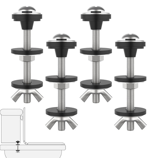 4 Pcs Universal Toilet Tank to Bowl Bolts Kit, Heavy Duty Stainless Steel Toilet Tank Bolts with Stainless V1258-DP02-B-3253