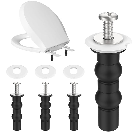 4Pcs Toilet Seat Screws Replacement, Stainless Steel Top Mount Hinges with Expanding Rubber Bolts & Washers, V1258-DP02-B-3260