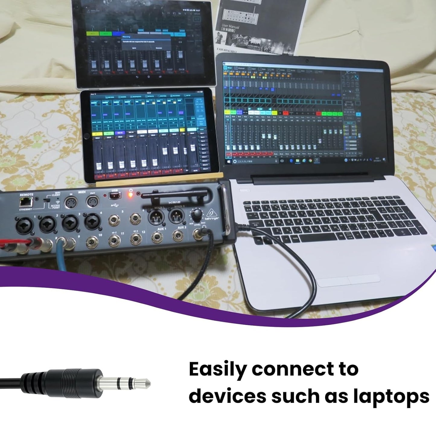4Pcs Type-A MIDI to 3.5mm Adapter | Include 14" & 6" TRS 3.5mm Male to MIDI Female 5 Pin DIN Breakout Cable | V1258-DP02-B-3261