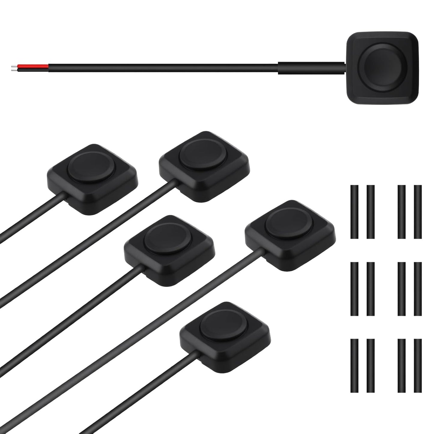 6 Pcs Momentary Push Button Switch, Surface Mount ON/Off Horn Buttons, 12V 24V Small Momentary Switch with 12 V1258-DP02-B-3262