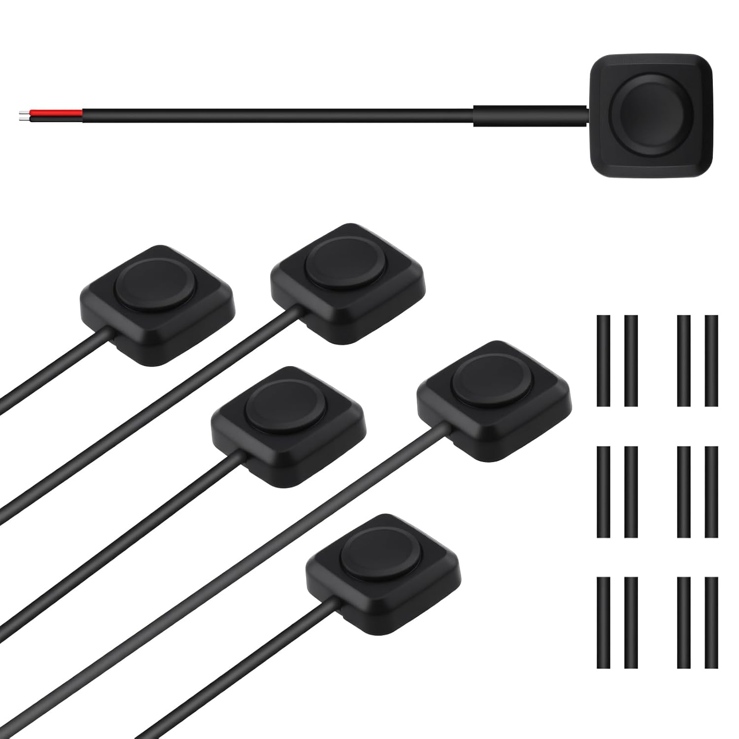 6 Pcs Momentary Push Button Switch, Surface Mount ON/Off Horn Buttons, 12V 24V Small Momentary Switch with 12 V1258-DP02-B-3262