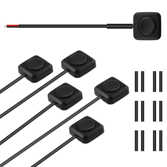 6 Pcs Momentary Push Button Switch, Surface Mount ON/Off Horn Buttons, 12V 24V Small Momentary Switch with 12 V1258-DP02-B-3262