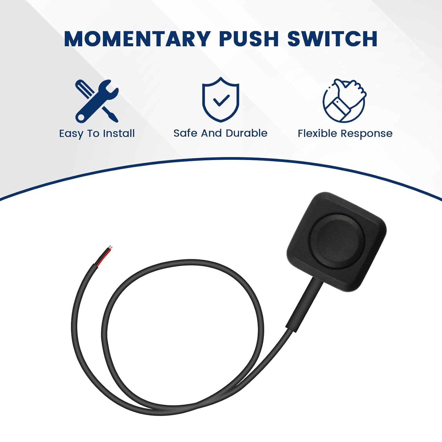 6 Pcs Momentary Push Button Switch, Surface Mount ON/Off Horn Buttons, 12V 24V Small Momentary Switch with 12 V1258-DP02-B-3262