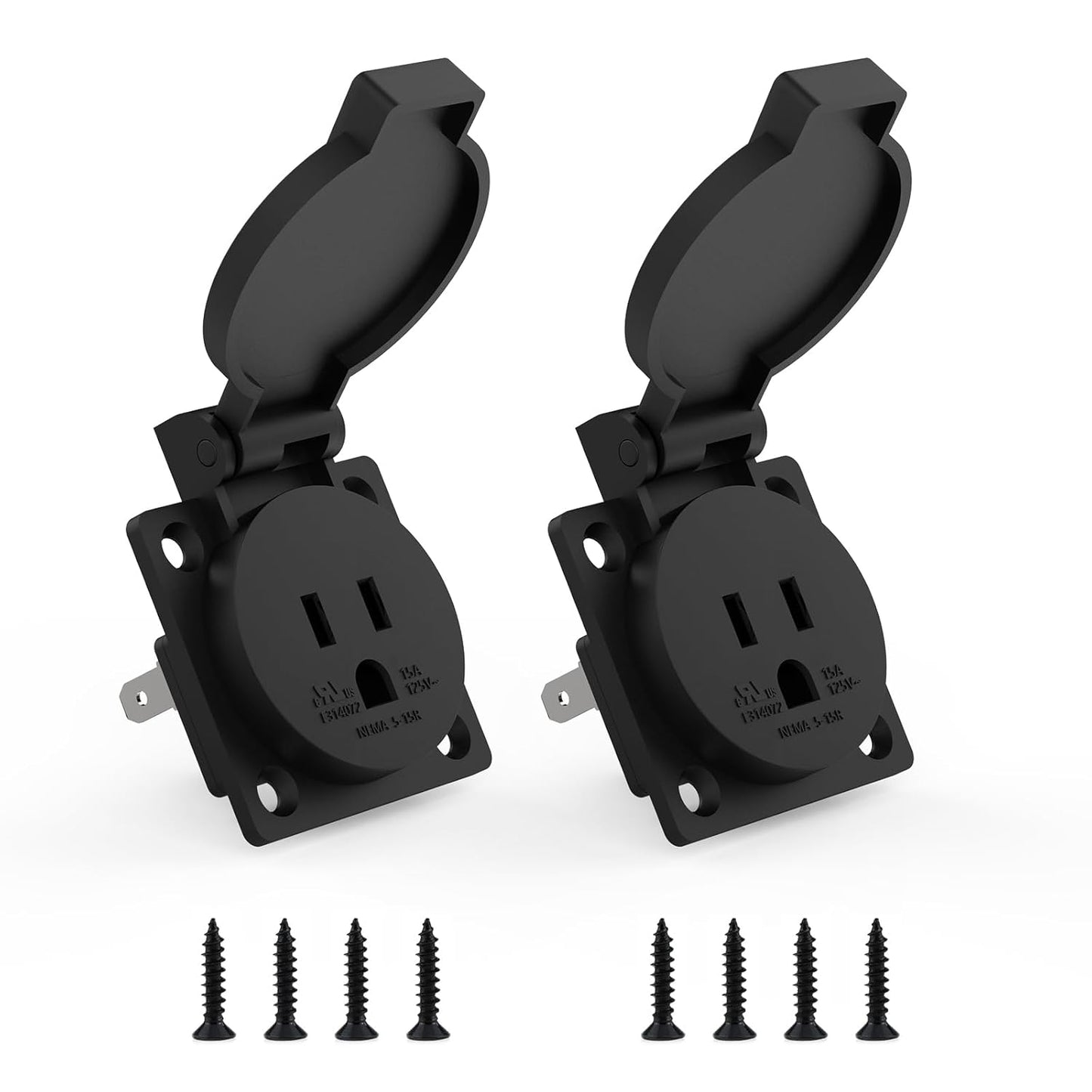 US Standard Water-Proof Power Outlet 15Amp 3-Hole Socket, 125Volt Power Outlet Receptacle, NEMA 5-15R with V1258-DP02-B-3264