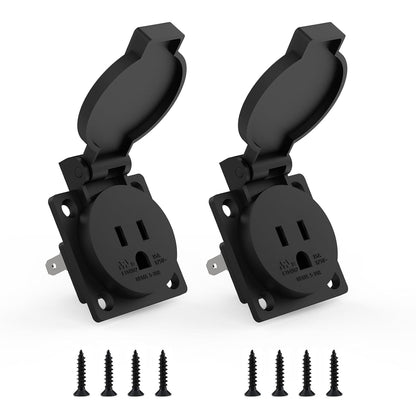 US Standard Water-Proof Power Outlet 15Amp 3-Hole Socket, 125Volt Power Outlet Receptacle, NEMA 5-15R with V1258-DP02-B-3264