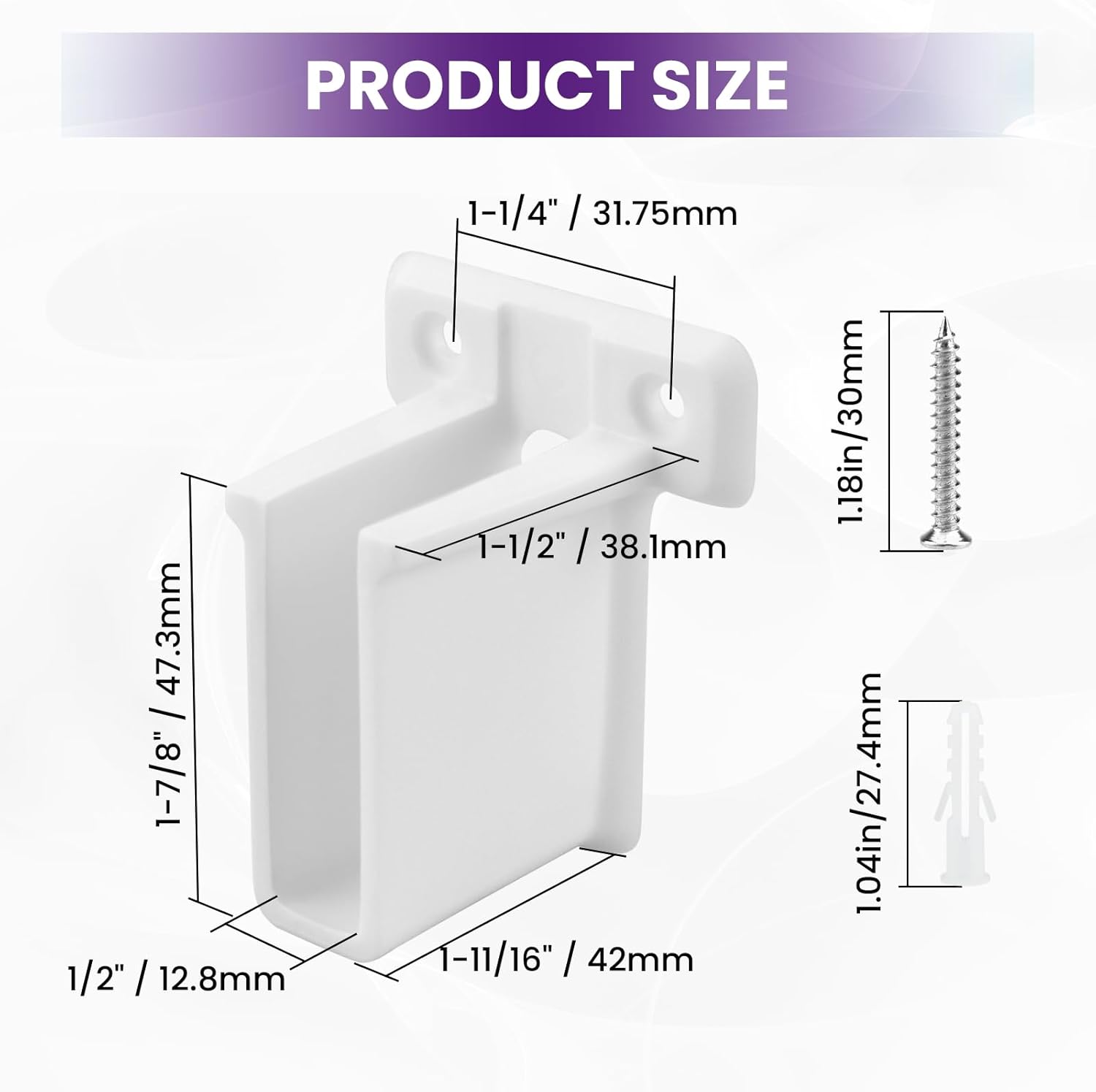 8 Pcs Wire Shelf End Bracket, White Wall Mount Closet Shelves Brackets, Wire Shelf Corner Support Bracket V1258-DP02-B-3268