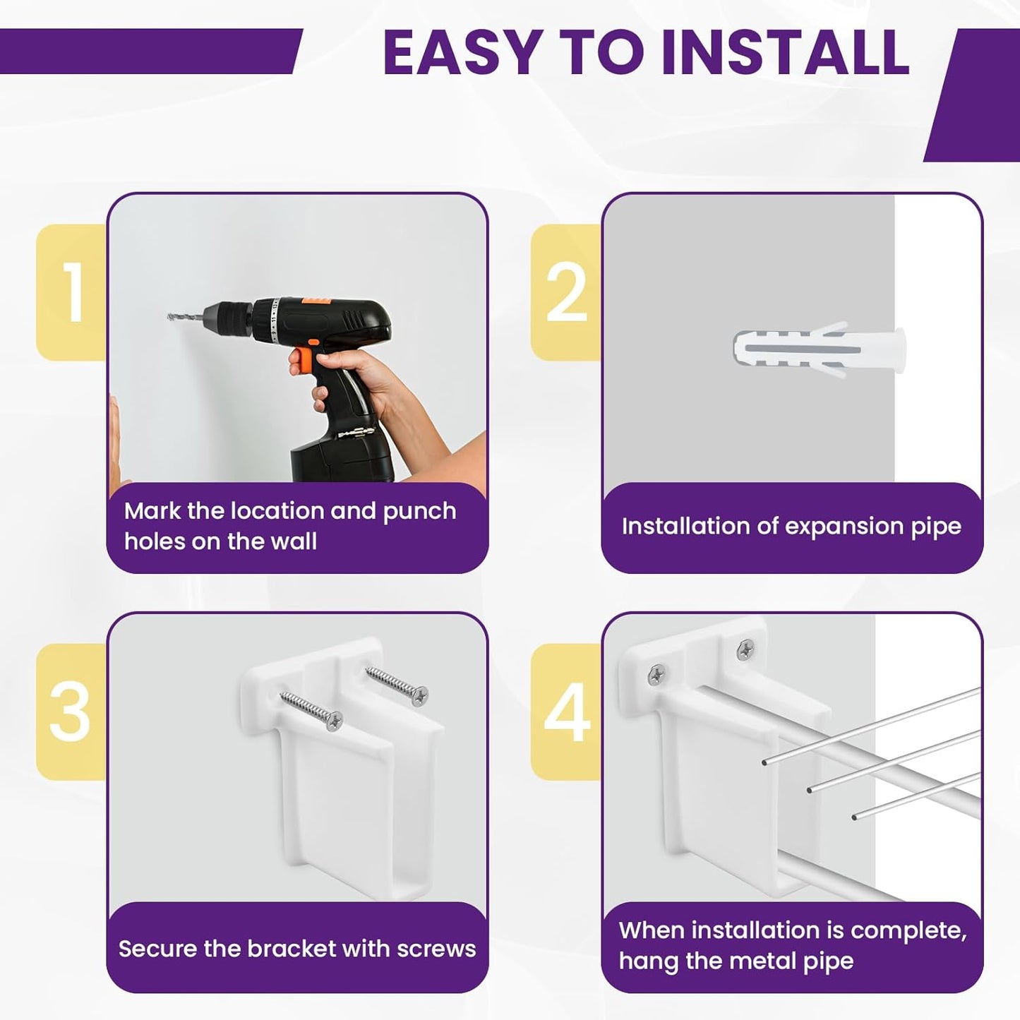 8 Pcs Wire Shelf End Bracket, White Wall Mount Closet Shelves Brackets, Wire Shelf Corner Support Bracket V1258-DP02-B-3268