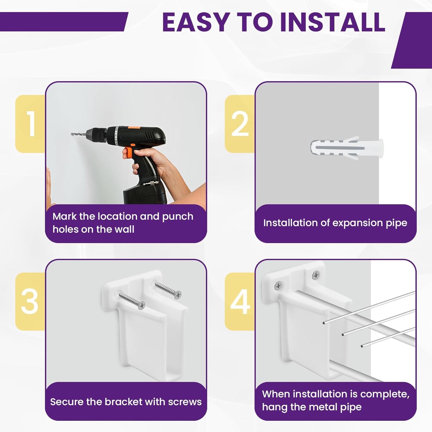 8 Pcs Wire Shelf End Bracket, White Wall Mount Closet Shelves Brackets, Wire Shelf Corner Support Bracket V1258-DP02-B-3268