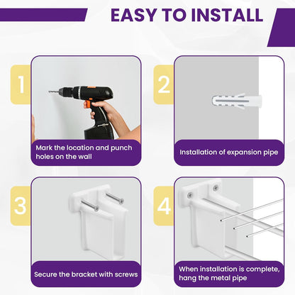 8 Pcs Wire Shelf End Bracket, White Wall Mount Closet Shelves Brackets, Wire Shelf Corner Support Bracket V1258-DP02-B-3268