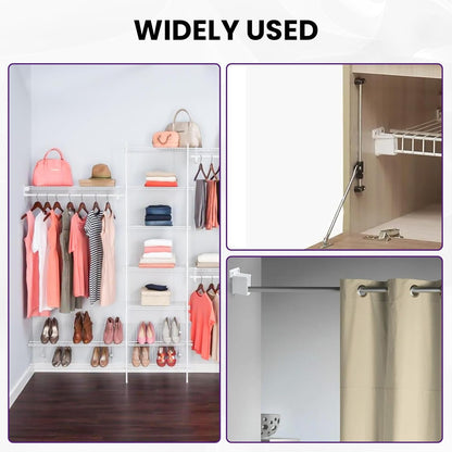 8 Pcs Wire Shelf End Bracket, White Wall Mount Closet Shelves Brackets, Wire Shelf Corner Support Bracket V1258-DP02-B-3268