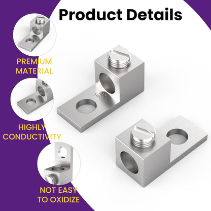 12Pcs Aluminium Mechanical Lugs, 1-Hole Quick Connect Terminal Mechanical Lug 2AWG TA-2 1B2U V1258-DP02-B-3279