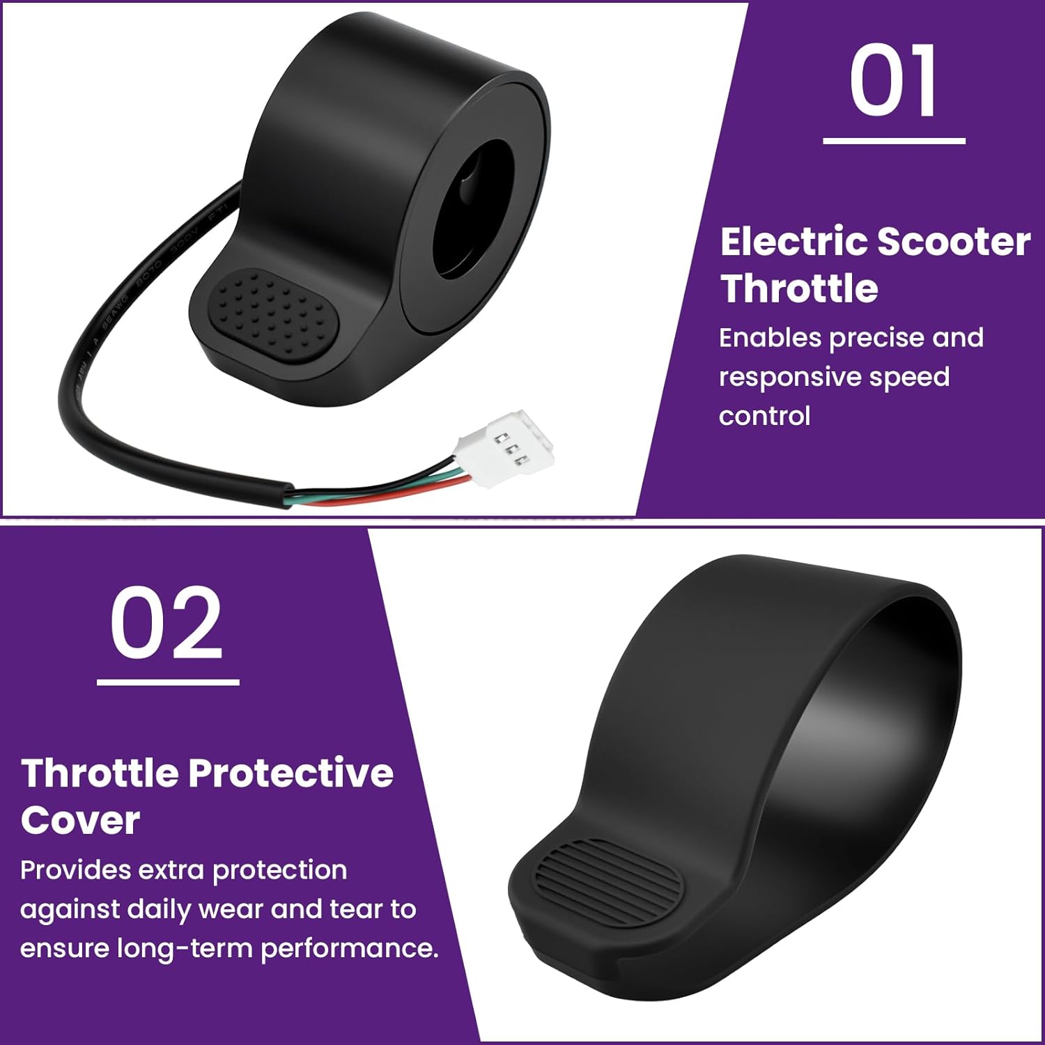 Thumb Throttle with Protector for Go-trax GXL V2, Electric Scooter Accelerator Speed Control, Compatible with V1258-DP02-B-3281