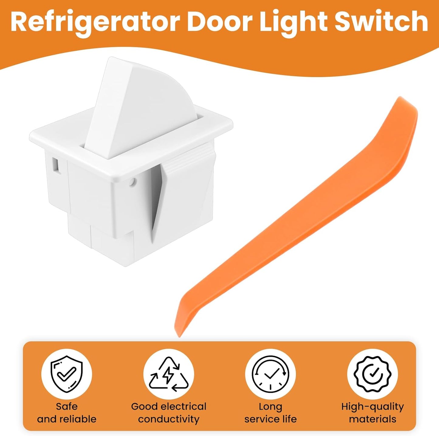 4Pcs Refrigerator Door Light Switch | 2-Pin NC Momentary Control with Pry Bar Tool | Fridge Light Replacement V1258-DP02-B-3283