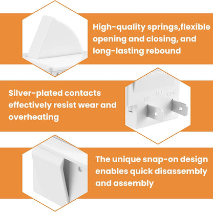 4Pcs Refrigerator Door Light Switch | 2-Pin NC Momentary Control with Pry Bar Tool | Fridge Light Replacement V1258-DP02-B-3283