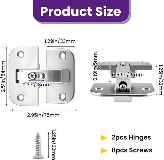 2Pcs 343.90.710 Pie Cut Corner Hinges | Zinc Alloy Adjustable Concealed Replacement Hinges with Screws | Fits V1258-DP02-B-3284