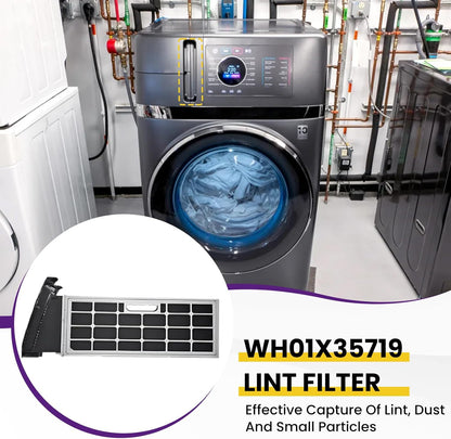 4 Pack WH01X35719 Lint Filter, Hand Washable Replacement Lint Filter Compatible with G-E Profile Washer Dryer V1258-DP02-B-3285