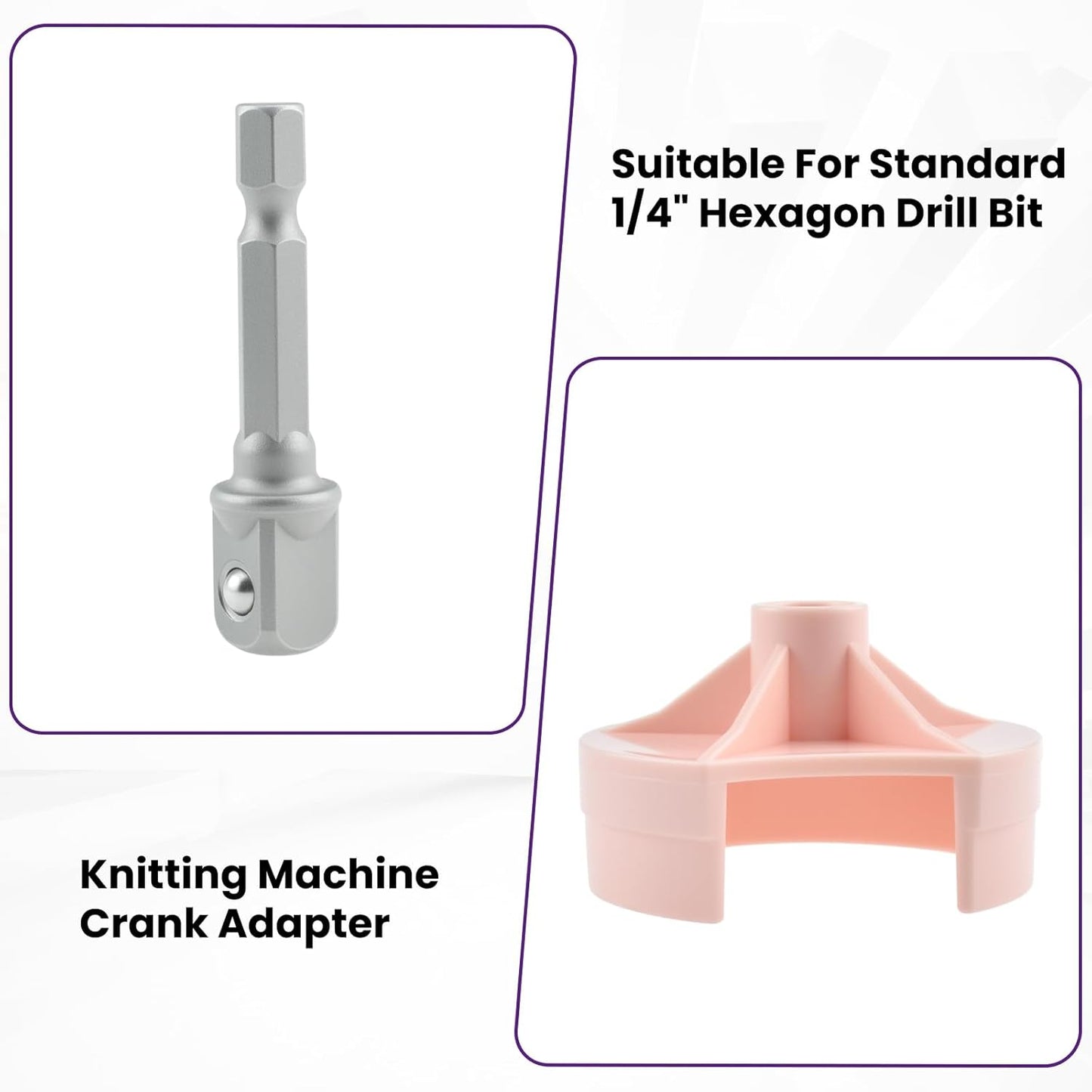 Knitting Machine Adapter, Quick Knit Machine Attachment, Knitting Machine Crank Handle Adapter with Hexagon V1258-DP02-B-3287