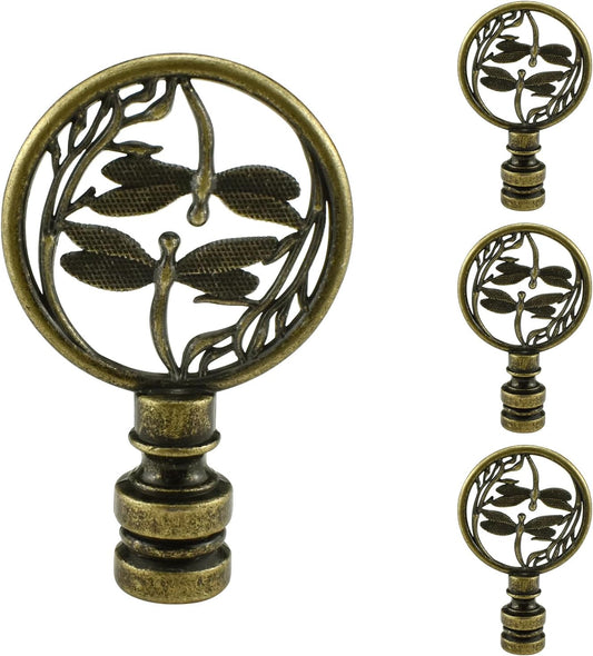 4 Pcs Lamp Finial Cap Knob, Hollowing Out Treatment Double Dragonflies Lamp Finials, 1-2/3 inch Dragonfly V1258-DP02-B-3288