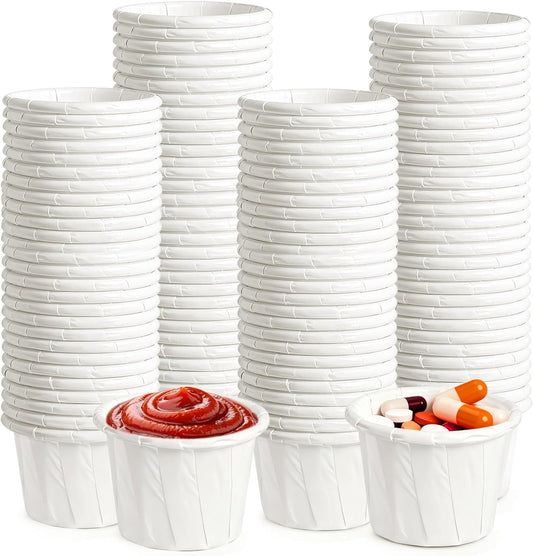 300 Pack 0.5 oz Disposable Paper Souffle Medicine Cups, 1/2 Ounce Small Paper Portion Cups for Pills, Tasting V1258-DP02-B-3296