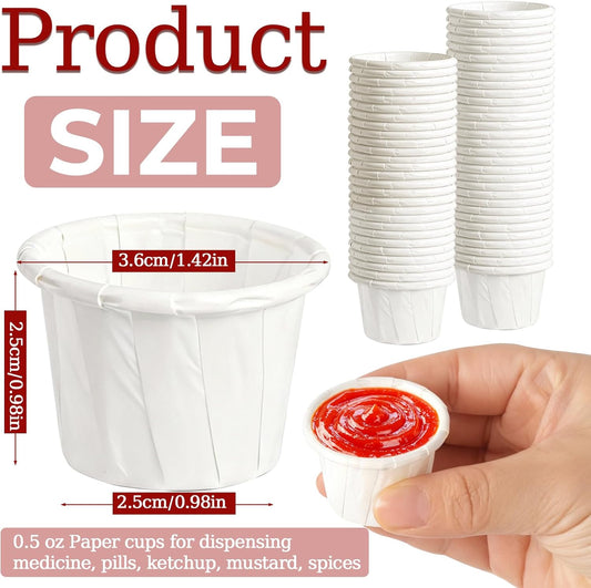 300 Pack 0.5 oz Disposable Paper Souffle Medicine Cups, 1/2 Ounce Small Paper Portion Cups for Pills, Tasting V1258-DP02-B-3296