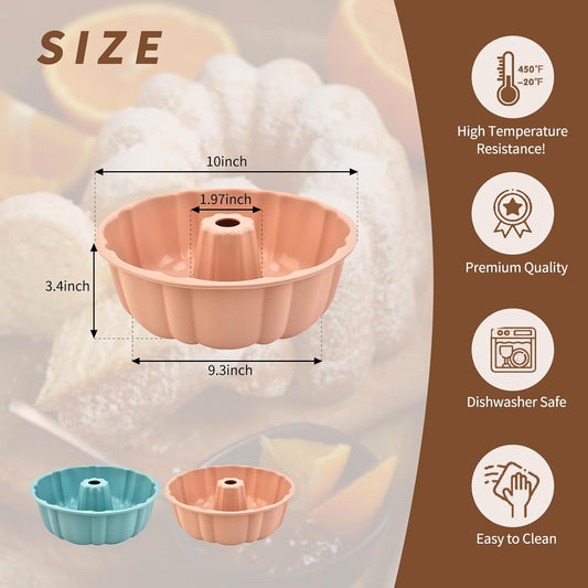 2 Pack Silicone Cake Pan Nonstick,10 Inch, Silicone Cake Molds,Pound Cake Pan, Baking Cake Pan for V1258-DP02-B-3302