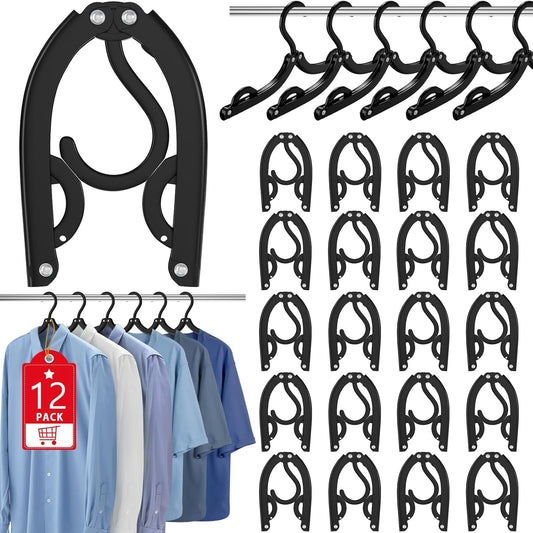 12 Pcs Portable Travel Hangers for Cruise Ship Essentials 2026, Plastic Folding Foldable Hangers Clothes V1258-DP02-B-3308