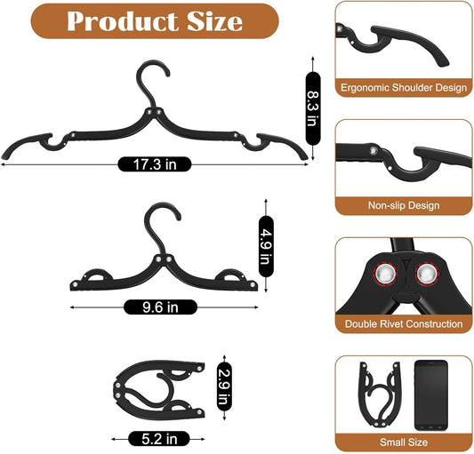 12 Pcs Portable Travel Hangers for Cruise Ship Essentials 2026, Plastic Folding Foldable Hangers Clothes V1258-DP02-B-3308