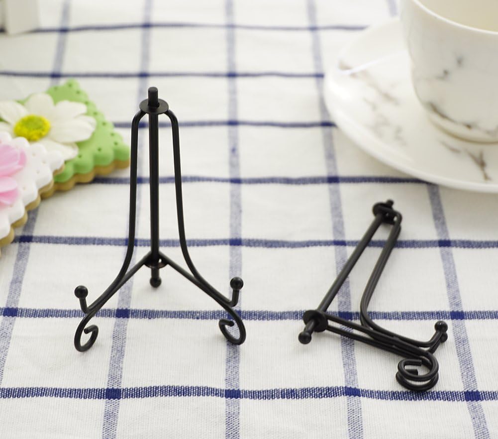 3.5 Inch Black Mini Iron Stand Cookie Holder Display Stand Place Card Holder Display Easels at Weddings, V1258-DP02-B-3320