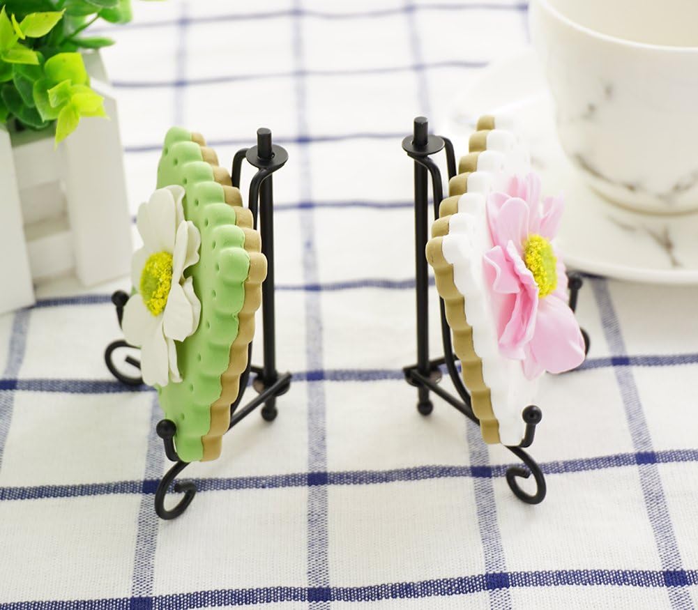 3.5 Inch Black Mini Iron Stand Cookie Holder Display Stand Place Card Holder Display Easels at Weddings, V1258-DP02-B-3320