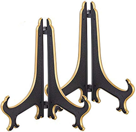 8 Inch Plate Display Stand - Adjustable Easel Holder for Decorative Plates, Pictures, Cookbooks - Black Gold V1258-DP02-B-3325