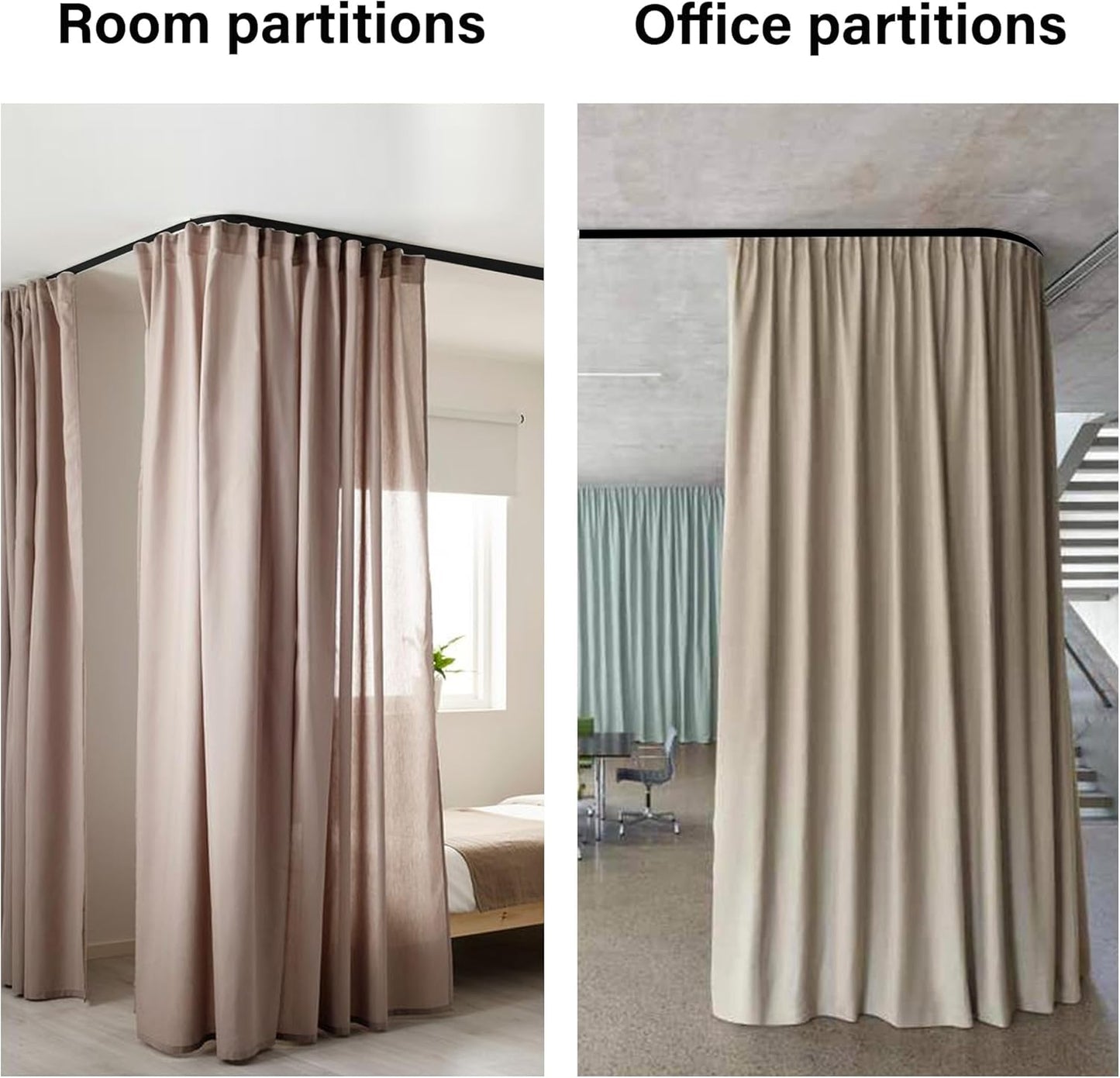 90 degrees Curved Connectors for Track Curtains Ceiling Mount/Wall Mount, Ceiling Track for Curtains, Room V1258-DP02-B-3342