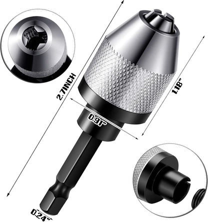 Keyless Drill Chuck Bit 1/4 Inch Hex Shank Keyless Drill Chuck Fast Change Converter Extension Screwdriver V1258-DP02-B-3345