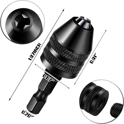Keyless Drill Chuck Bit 1/4 Inch Hex Shank Keyless Drill Chuck Fast Change Converter Extension Screwdriver V1258-DP02-B-3345