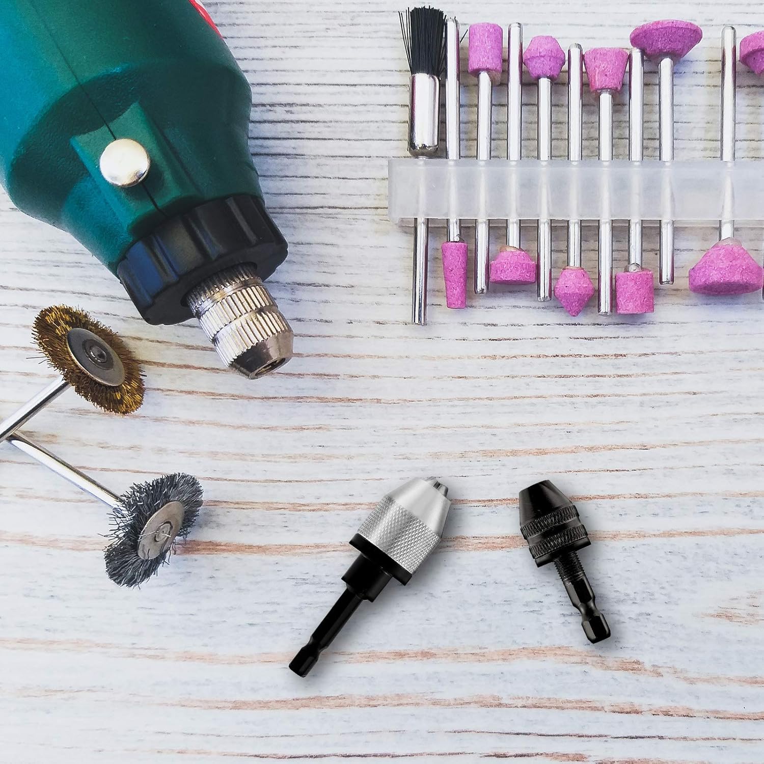 Keyless Drill Chuck Bit 1/4 Inch Hex Shank Keyless Drill Chuck Fast Change Converter Extension Screwdriver V1258-DP02-B-3345