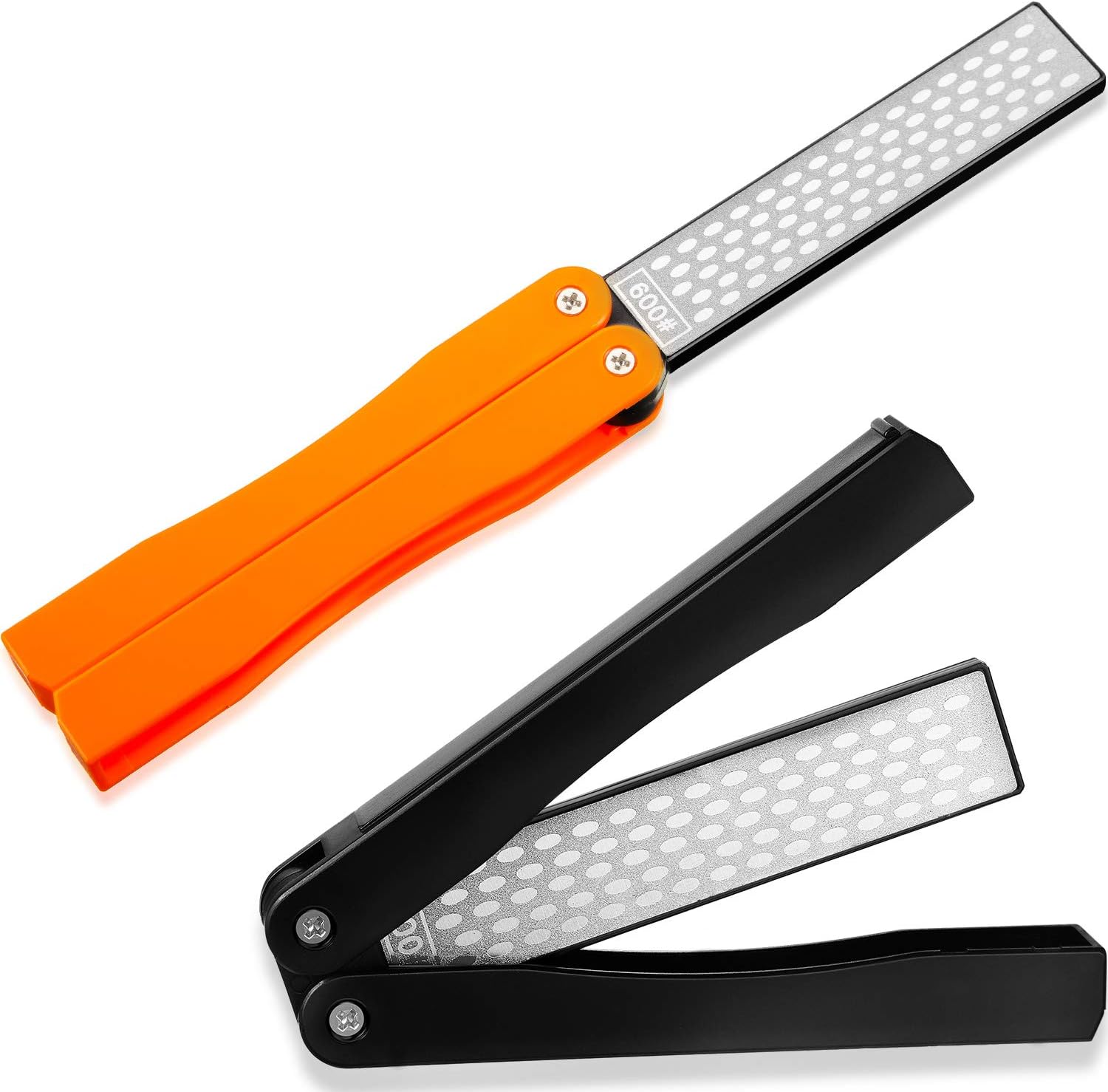 2 Pack Garden Tool Sharpener, Folding Pocket Diamond Knife Sharpener 400/600 Grit Double-Sided Scissor, V1258-DP02-B-3346