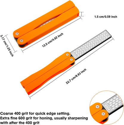 2 Pack Garden Tool Sharpener, Folding Pocket Diamond Knife Sharpener 400/600 Grit Double-Sided Scissor, V1258-DP02-B-3346