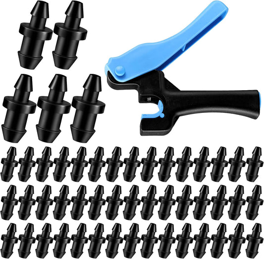 51 Pcs Drip Irrigation Hole Punch Tool Set, Drip Irrigation Punch Tool 50 Pcs 1/4 Inch Goof Plugs for Outdoor V1258-DP02-B-3347