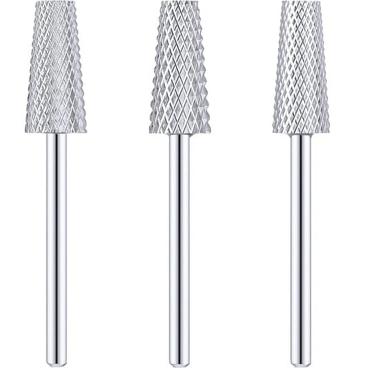 3 Pieces Tapered Barrel Carbide Nail Drill Bit, 3 Sizes Carbide Nail Drill Bit Acrylic File Cuticle, Art V1258-DP02-B-3351