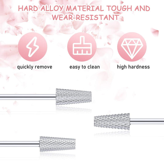 3 Pieces Tapered Barrel Carbide Nail Drill Bit, 3 Sizes Carbide Nail Drill Bit Acrylic File Cuticle, Art V1258-DP02-B-3351