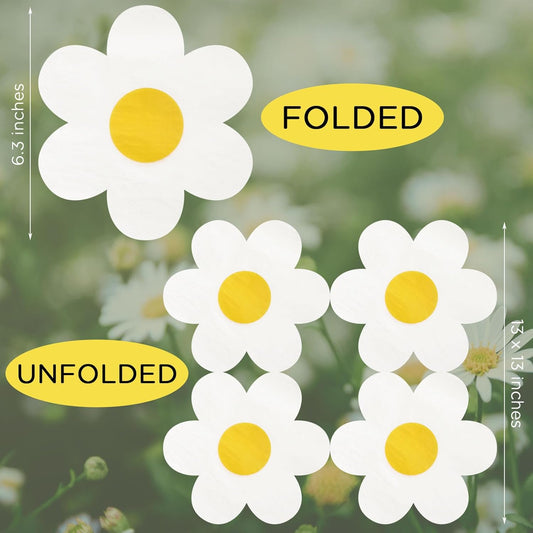 100 Pcs Groovy Boho Daisy Paper Napkins Hippie Flower Disposable Cocktail Lunch Dinner Napkins for Tableware V1258-DP02-B-3355