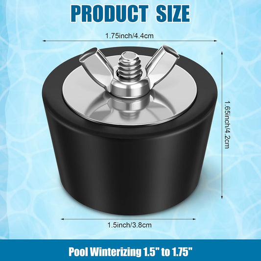 2 Pcs 1.5 to 1.75 Inch Pool Winterizing Plugs PVC/Steel Pipe Plugs Rubber Hole Stoppers for Swimming Pool V1258-DP02-B-3356