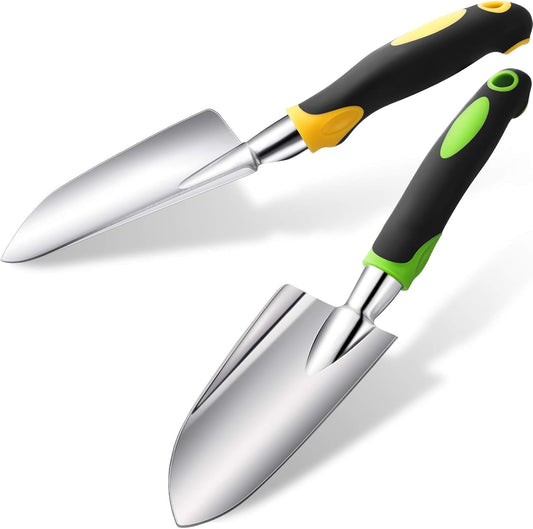 2 Pcs Garden Trowel Hand Shovel Tool Soil Scoop with Soft Rubberized Non Slip Handle Aluminum Alloy Potting V1258-DP02-B-3360