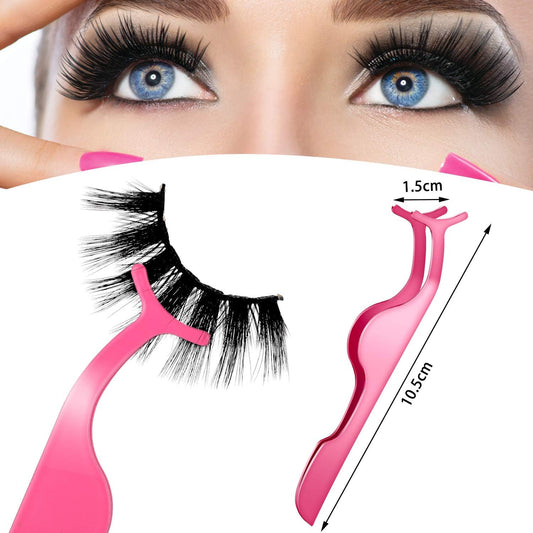 24 Pieces False Eyelashes Applicator Tool Stainless Steel Eyelash Extension Tweezers Remover Clip Tweezers V1258-DP02-B-3361