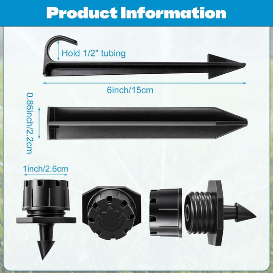 30 Pack 1/2 Inch Irrigation Tubing Hold Down Anchor Stakes, 0.87 x 4.33 Inch Drip Tubing Stakes with 50 Pcs V1258-DP02-B-3362