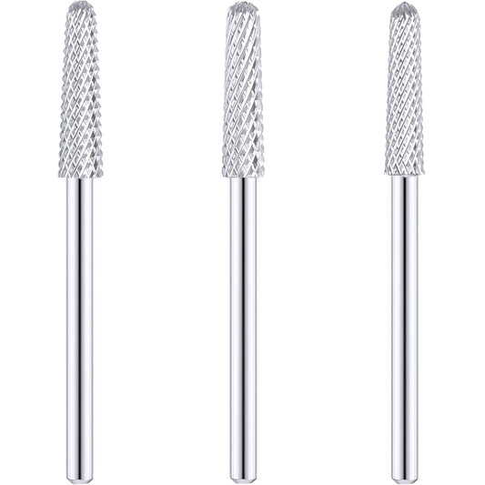 3 Pieces Nail Drill Bits Cone Shape Carbide Nail Drill Bits for Manicure Pedicure Tools Machine, 3/32 Inch V1258-DP02-B-3363
