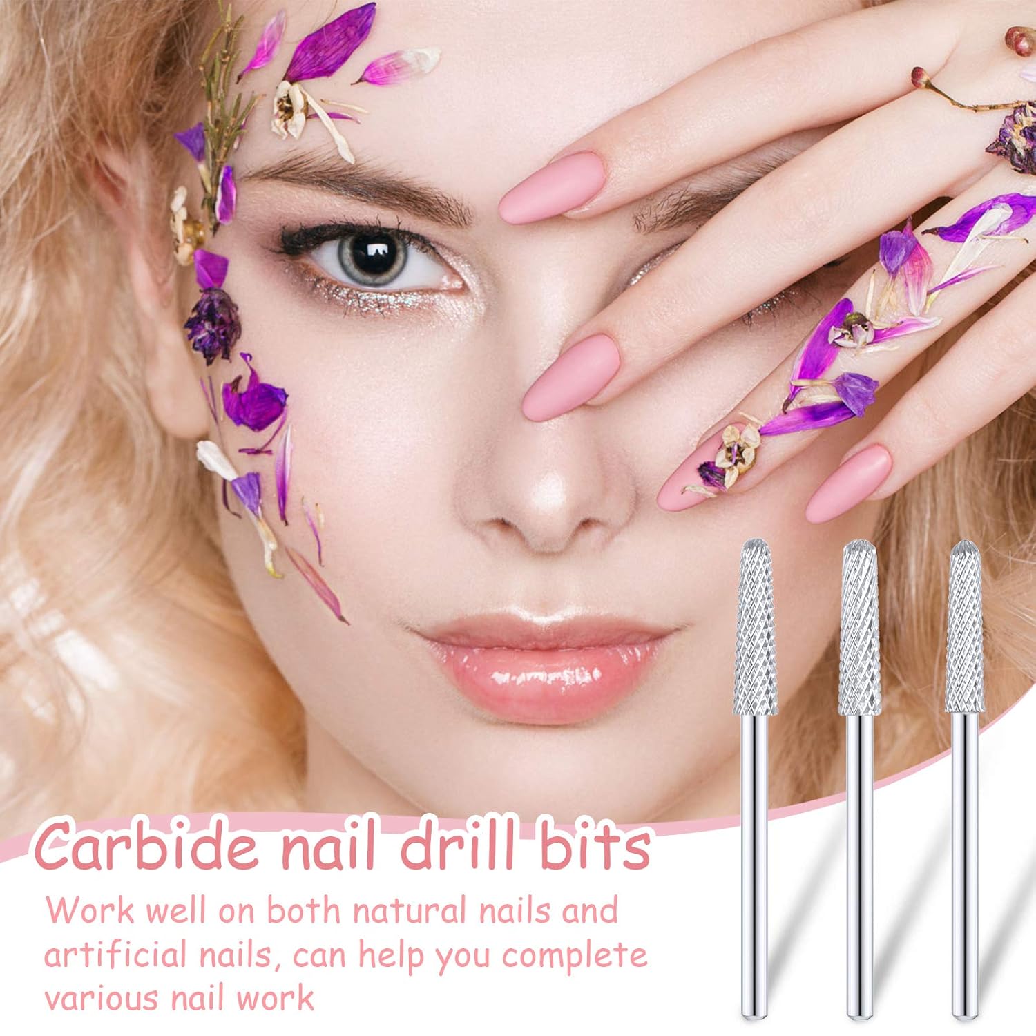3 Pieces Nail Drill Bits Cone Shape Carbide Nail Drill Bits for Manicure Pedicure Tools Machine, 3/32 Inch V1258-DP02-B-3363