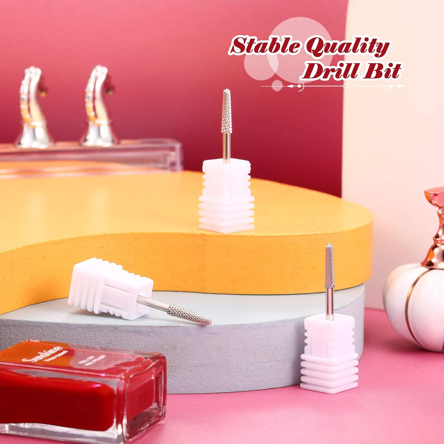 3 Pieces Nail Drill Bits Cone Shape Carbide Nail Drill Bits for Manicure Pedicure Tools Machine, 3/32 Inch V1258-DP02-B-3363